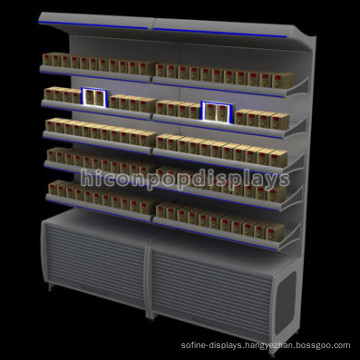 Lockable Tobacco Retail Store Floorstanding Lighting Advertising Metal Cigarettes Display Racks